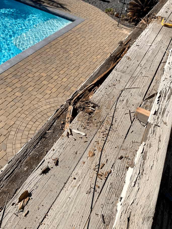 Deck framing and footings that carry the structural load