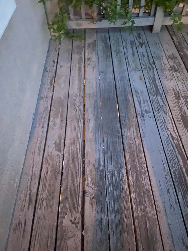 Sun-worn deck boards graying and splitting